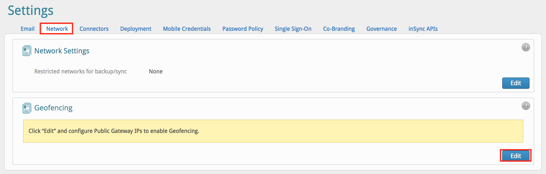 ジオフェンシングを有効にし、特定の IP アドレス以外からの復元を禁止する